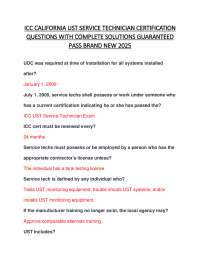 ICC California UST Service Technician Certification Questions and Answers