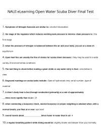 NAUI eLearning Open Water Scuba Diver Final Test: Multiple Choice Questions and Answers