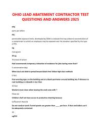 Ohio Lead Abatement Contractor Test: Questions and Answers 2025