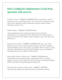 Data Loading for Implementers Exam Prep questions with answers