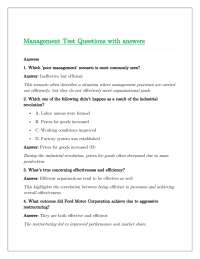 Management Test Questions and Answers: A Comprehensive Guide