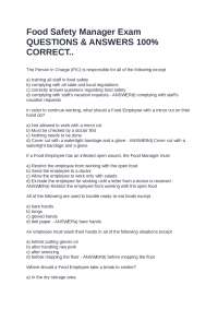 Food Safety Manager Exam QUESTIONS & ANSWERS 100% CORRECT..