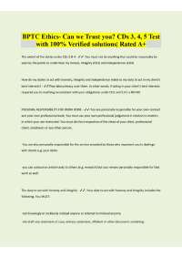 BPTC Ethics- Can we Trust you? CDs 3, 4, 5 Test with 100% Verified solutions| Rated A+