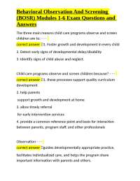 Behavioral Observation and Screening (BOSR) Modules 1-6 Exam Questions and Answers