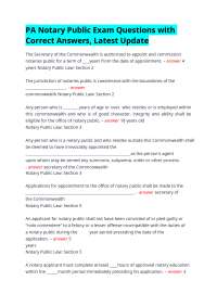 Pennsylvania Notary Public Exam Questions and Answers