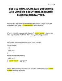 CSE 360 Final Exam 2025: Software Engineering Concepts and Solutions
