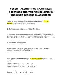 CS6515 - ALGORITHMS- EXAM 1 2025  QUESTIONS AND VERIFIED SOLUTIONS|  ABSOLUTE SUCCESS