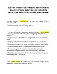 Clifton Strengths Coaching Certification Exam Prep 2025: Questions and Verified Solutions