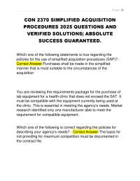 CON 2370 Simplified Acquisition Procedures 2025: Questions and Verified Solutions