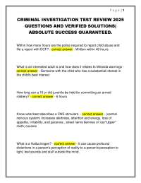 Criminal Investigation Test Review: Questions and Verified Solutions