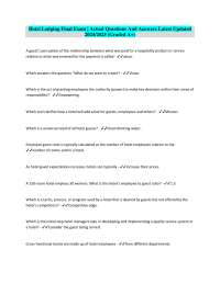 Hotel Lodging Final Exam: Questions and Answers