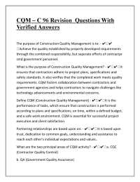 Construction Quality Management (CQM) - C 96 Revision Questions and Answers