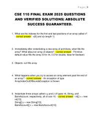 CSE 110 Final Exam 2025: Java Programming Concepts and Solutions