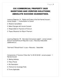 CIC Commercial Property 2025: Questions and Verified Solutions