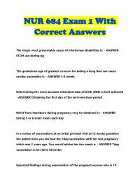 NUR 684 Exam 1 With Correct Answers