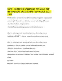 CSPR - CERTIFIED SPECIALIST PAYMENT REP (HFMA) REAL EXAM AND STUDY GUIDE 2025-2026