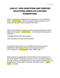 Risk Management in Government Programs: Questions and Verified Solutions
