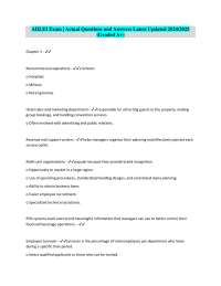 Hospitality Management: Exam Preparation Guide - AHLEI Exam Questions and Answers