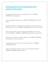 Electrical Troubleshooting: Questions and Answers for TPC