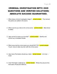 CRIMINAL INVESTIGATION MPTC 2025  QUESTIONS AND VERIFIED SOLUTIONS|  ABSOLUTE SUCCESS