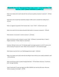 Hospitality Revenue Management Final Exam Review: Questions and Answers