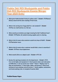 Publix Deli ROI Studyguide and Publix Deli ROI Studyguide Exams Merger Year 2025 Entry