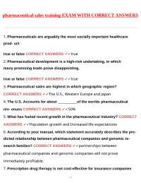 Pharmaceutical Sales Training Exam with Correct Answers