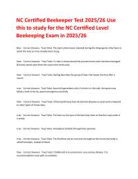 NC Certified Beekeeper Test 2025/26 Use this to study for the NC Certified Level Beekeepin