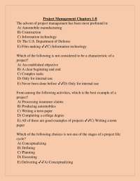 Project Management: Multiple Choice Questions and Answers (Chapters 1-8)