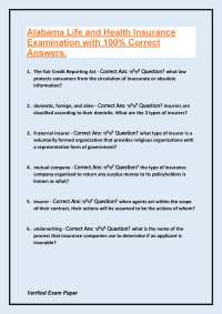 Alabama Life and Health Insurance Exam Questions and Answers