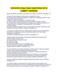 Statistics Final Exam Questions with Correct Answers