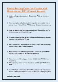 Florida Driving Exam Certification: Questions and Answers