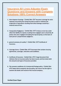 Insurance All Lines Adjuster Exam: Questions and Answers with Complete Solutions
