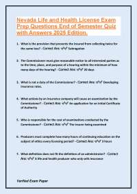 Nevada Life and Health License Exam Prep Questions and Answers
