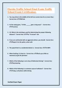 Florida Traffic School Final Exam: Multiple Choice Questions and Answers