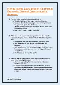 Florida Traffic Laws Section 12: Exam with General Questions and Answers