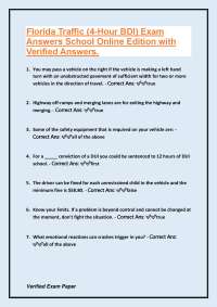 Florida Traffic (4-Hour BDI) Exam: Verified Answers and Practice Questions