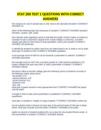 STAT 200 Test 1 Questions and Answers: A Guide to Basic Statistics Concepts