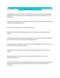 Hospitality Facilities Management Exam | Actual Questions and Answers Latest Updated 2024/