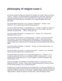 Philosophy of Religion Exam 1: Theism, Omnipotence, and the Argument from Evil