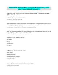 Introduction to Hospitality Final Exam: Questions and Answers