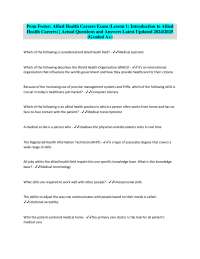 Allied Health Careers Exam: Introduction to Allied Health Careers (Penn Foster)