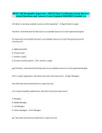 Hospitality Supervisor Certification Exam Review: AHLEI HOST 280