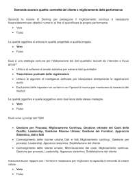 Domande prove d'esame "Qualità: Centralità del cliente e miglioramento delle performance"