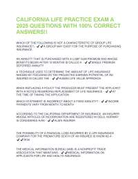California Life Insurance Practice Exam: 2025 Questions and Answers