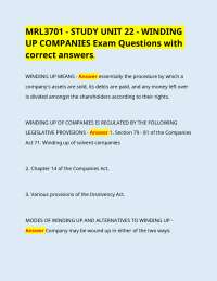 MRL3701 - Study Unit 22 - Winding Up Companies: Exam Questions and Answers