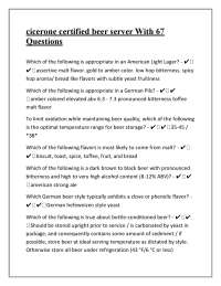 Cicerone Certified Beer Server Exam Questions and Answers