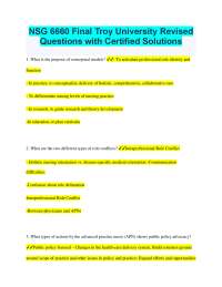 NSG 6660 Final Troy University Revised: Questions and Answers on Advanced Practice Nursing