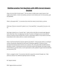 Dietitian Practice Test Questions and Answers