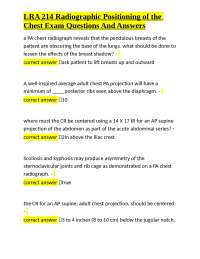 Radiographic Positioning of the Chest: Exam Questions and Answers